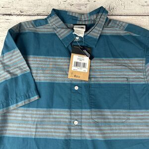 New The North‎ Face Men's Baytrail Yarn Dye Button Down Shirt Blue Stripe Large